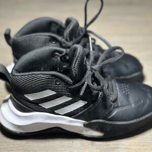 Adidas Kids Black and White High-Top basketball Sneakers